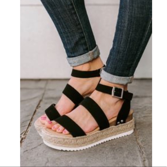 black strappy espadrille sandals